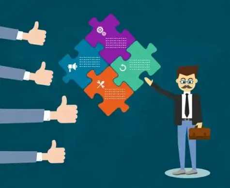 bussiness background colored puzzle joints decoration businessman icon