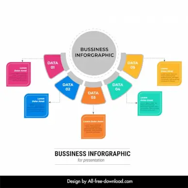 bussiness infographic chart for presentation template design elegant colorful geometric symmetry outline 