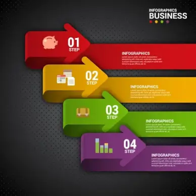 bussiness steps infographic diagram with 3d arrows