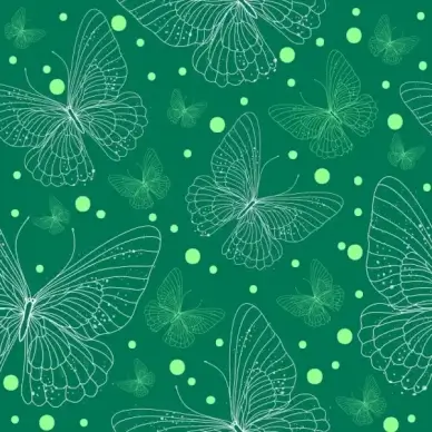 butterflies background green design repeating sketch