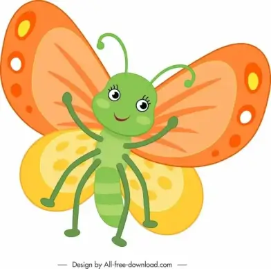 butterfly icon cute stylized cartoon character sketch