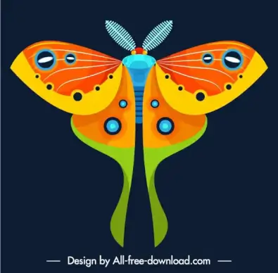 butterfly insect icon colorful flat symmetric decor