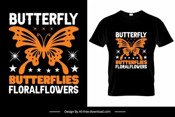 butterfly tshirt template contrast dark butterfly sparkling stars sketch