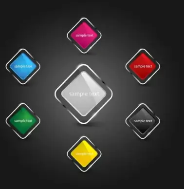 buttons icons collection shiny multicolors geometric ornament