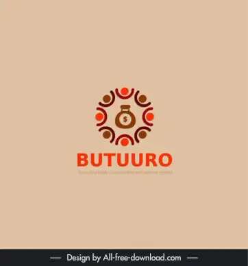 butuuro logo template flat symmetric circle combination sketch money icon
