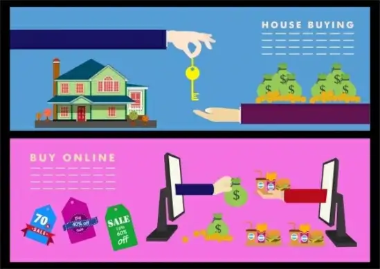 buying method banners money house computer icon