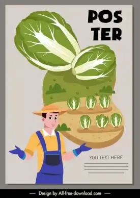 cabbage advertising poster farmer field agricultural products sketch