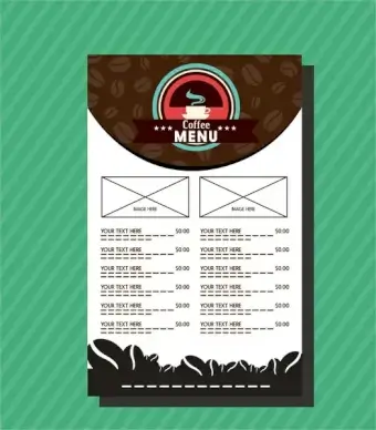 cafe menu template coffee bean and contrast background