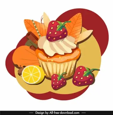 cake dessert icon colorful classical handdrawn sketch