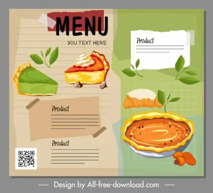 cakes menu template elegant classical handdrawn design