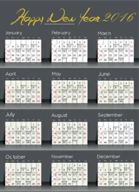 calendar 2016 template simple