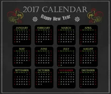 calendar 2017 templates chicken year