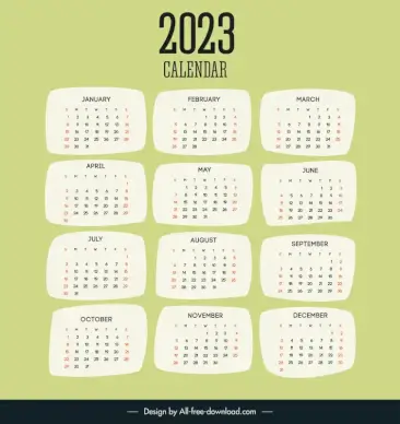 calendar 2023 template classical flat frame isolation decor