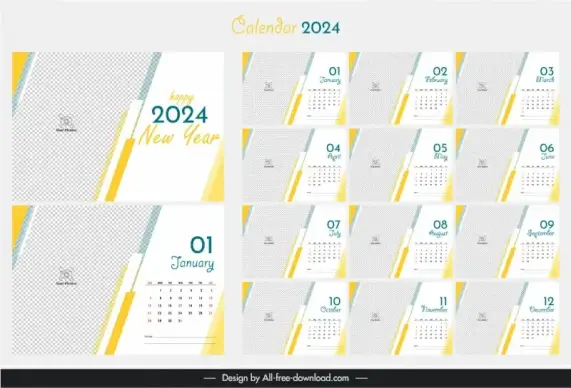 calendar 2024 template slant checkered plain decor