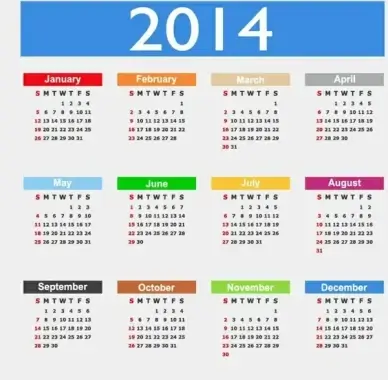 calendar design14 year vector graphic