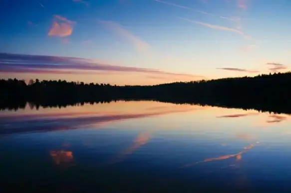 calm dawn dusk evening fog lake landscape morning