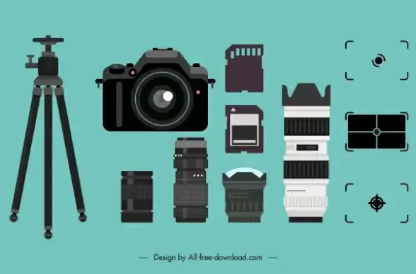 camera devices components icons modern sketch
