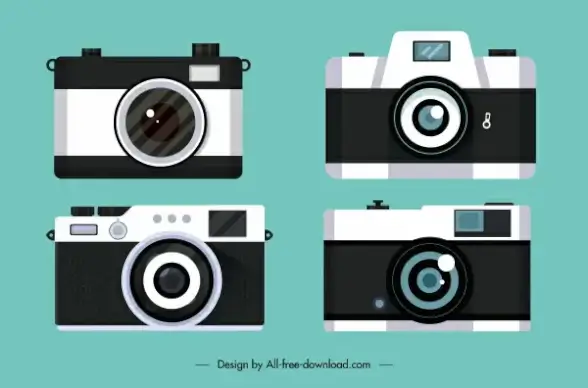 camera model icons modern flat sketch