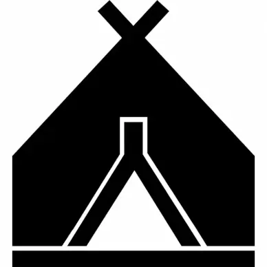 campground  sign icon flat black white geometric sketch