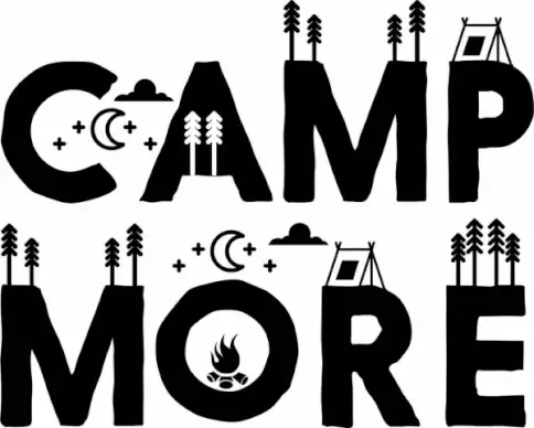 camping background tent moon icons black words decoration