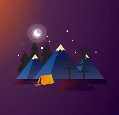 camping background tent mount icons colored 3d decor