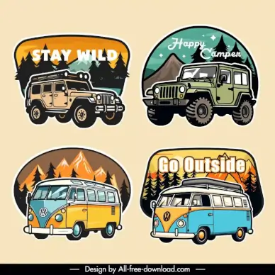 camping badge templates collection classical design