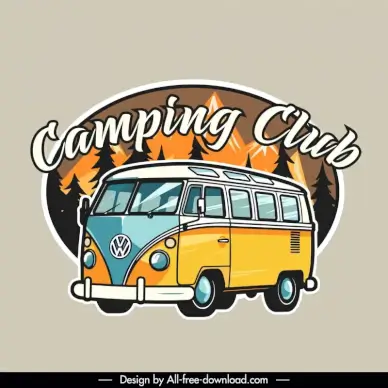 camping label template classical design 