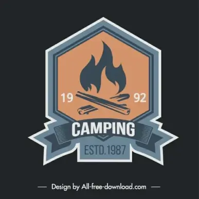 camping logo template camp fire sketch classical design