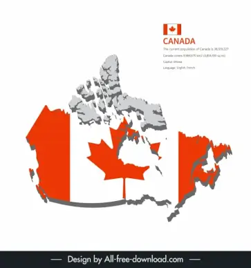  canada advertising banner flag element 3d map sketch