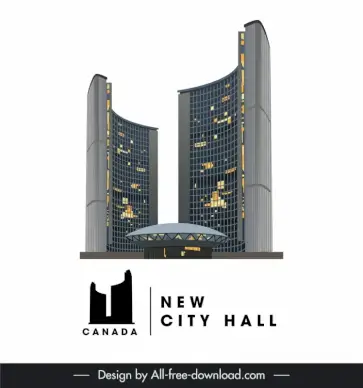 canada city advertising poster template new city hall architecture sketch 3d design 