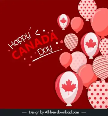  canada day banner template flat balloon flag elements decor 