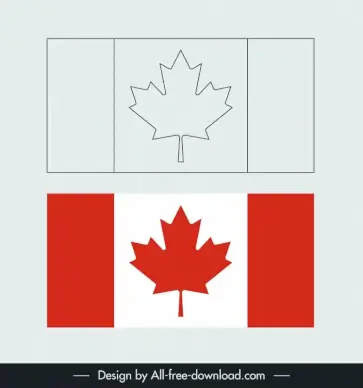 canada flag template symmetric flat handdrawn mockup sketch 