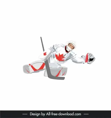 canada hockey athlete icon white red uniform sketch dynamic cartoon design 