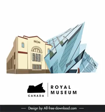 canada travel advertising banner template 3d modern classic royal museum sketch 