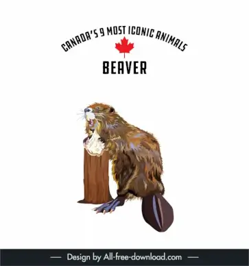 canadian animal beaver icon dynamic classical cartoon sketch 
