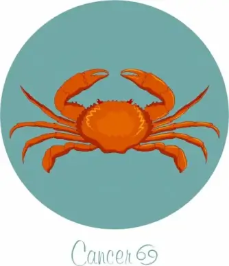cancer zodiac sign icon colored crab decor