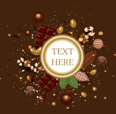 candies backdrop chocolates nuts icons brown decoration