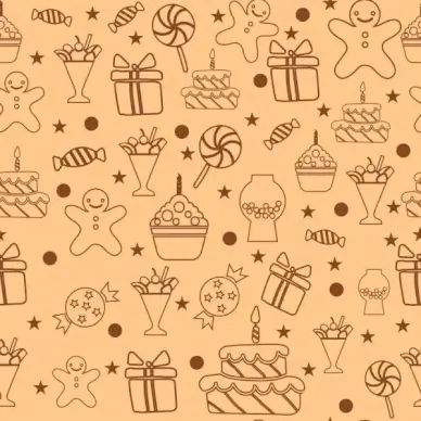 candies background flat icons design repeating ornament