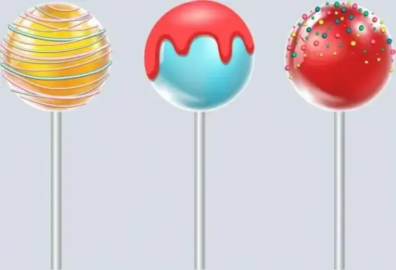 candies icons colorful fruity round design