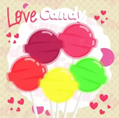 candy background colorful shiny round icons hearts decor