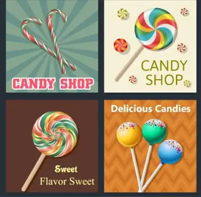 candy background sets multicolored shiny decor