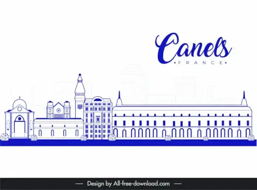 canels france advertising poster template flat european architecture outline 