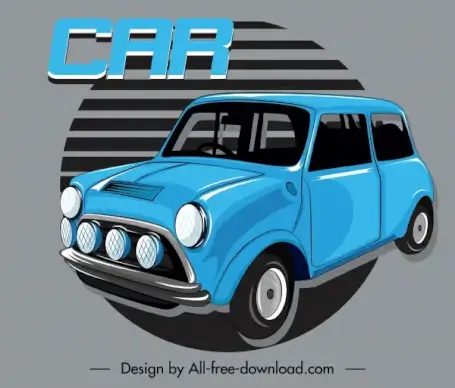 car advertising banner blue 3d classic design
