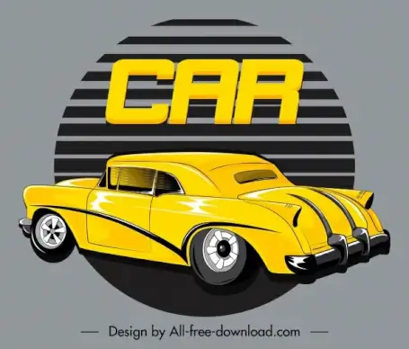 car advertising banner classic model sketch
