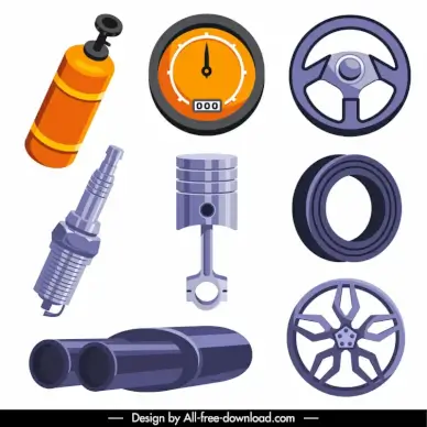 car parts design elements tools objects sketch 