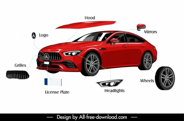 car parts rq design elements modern 3d sketch 