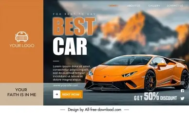 car rental landing page template elegant blurred mountain scene