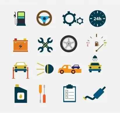 car symbol icons collection isolated with various types
