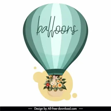 card background flying ballon flowers decor