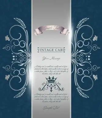 card decorative template shiny silver decor classical curves